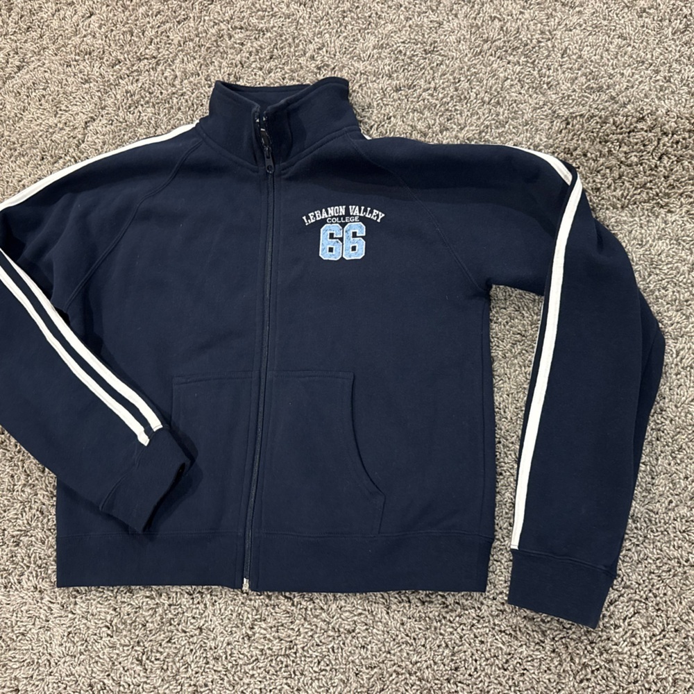 Women’s navy blue Lebanon Valley College track jacket, size Medium - Picture 3 of 7